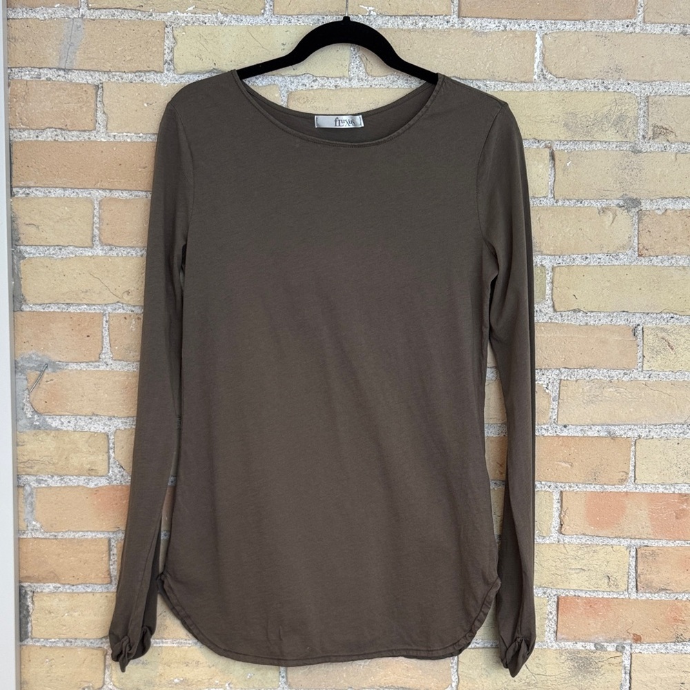 Fluxus Olive Brown Long Sleeve Top